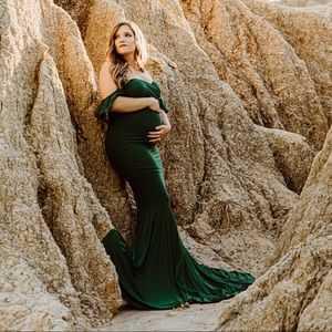 Dark Green Maternity Photoshoot Dress